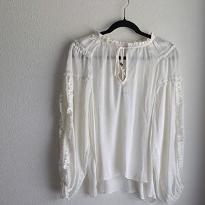 Chelsea & Violet White Long Sleeve Tie Front Blouse